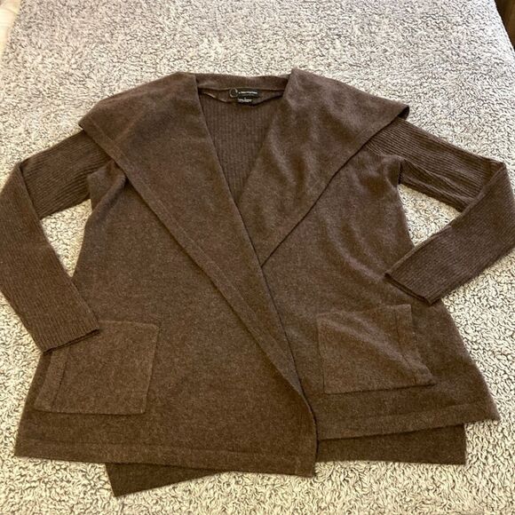 C by Bloomingdale's L Open-Front Cape Back Cashmere Cardigan - Picture 1 of 12